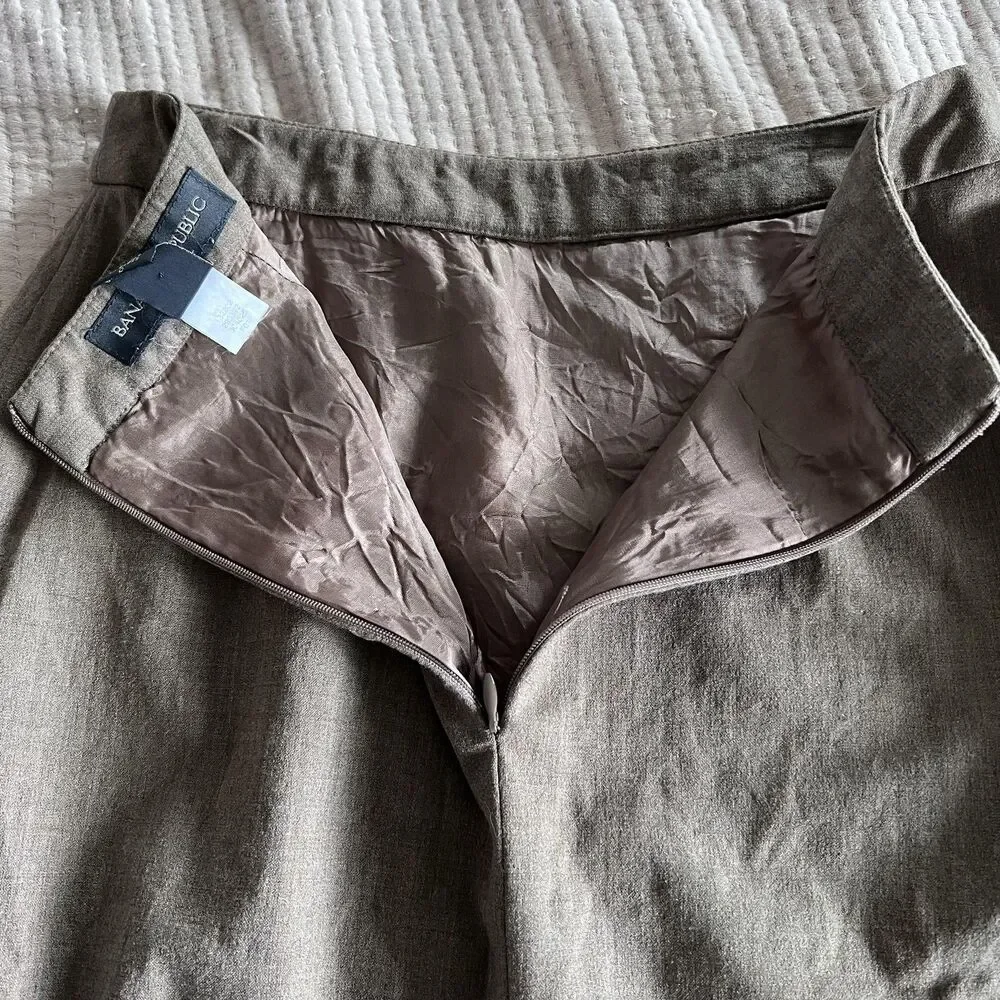 Banana Republic Skirt Womens Brown Wool Blend A Line Lined Made In Italy Classic